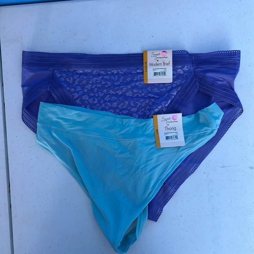 Secret Treasures Women's Panties Size Large 2 Pair Thong & Brief Underwear